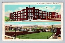 Butte MT-Montana, High School and Stadium, Antique Vintage Souvenir Postcard picture