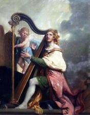 Dream-art Oil painting Johan-Zoffany-King-David-Playing-the-Harp man with angel picture