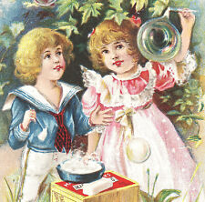 Antique Bubble Pipe Victorian Trade Card old Maple City Soap Soapbox Monmouth IL picture