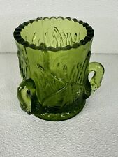 Vintage 1950's WESTMORELAND Green Glass Tooth Pick Holder  swan handles picture