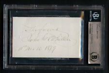 John G. Whittier d1892 signed autograph 2x3.5 cut American Quaker Poet BAS Slab picture