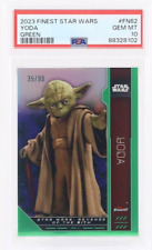2023 Topps Finest Star Wars YODA #FN62 GREEN REFRACTOR /99 PSA 10 picture