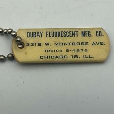 Vtg Duray Fluorescent MFG Chicago Advertising FOB Keychain Old Phone Number  R9 picture