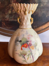 Royal Worcester Hand Painted Floral Decorative Blush Bulbous Vase Gold Detailing picture