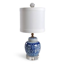 17″ SMALL BLUE AND WHITE DOUBLE HAPPINESS LAMP picture