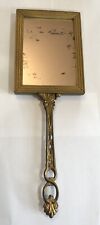 Antique 19th C. Victorian Vanity Hand Mirror 18” By 6” With Art Work picture