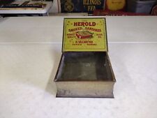 Vintage The Herold Smoked Sardines H. Valvatne Figural Book Tin General Store picture
