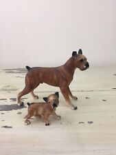 VTG DOG FIGURINES - Boxer & Pup, Plastic Hollow, Home Decor, Antique Toys CUTE picture