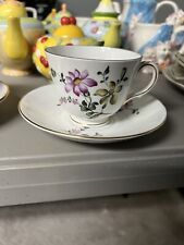 CROWN STAFFORDSHIRE, FOOTED TEA CUP and SAUCER SET, PROVENCALE PATTERN, England picture