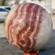 1.14LB Natural Red Stripe Pork StoneCrystal Quartz Sphere Ball Reiki picture