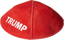 Trump MAGA Jewish Yarmulke Hat - Red Suede Kippah for Men/Boys - US Made picture