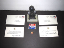 vTg 1956 Eisenhower President bust label & 2 birthday White House reply w/cover picture