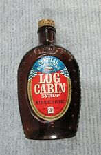 Old 1976 Bicentennial Flask Log Cabin Syrup Vintage Brown Eagle Bottle w Label picture