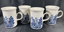VTG Lot 4 Churchill Blue Willow Coffee Tea Mug Made in England White Blue picture