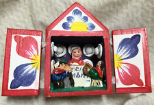 Peru Folk Art Vintage Retablo Small Wood Box Diorama Hat Shop Faria Sombrero picture