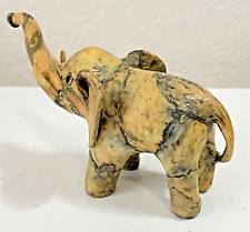 Elephant With Trunk Up For Luck. Unique Gray Beige Color Made From Crushed Shell picture