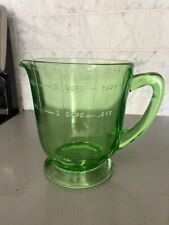 Vintage Measuring Pitcher Green Depression Glass. Used. picture