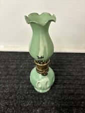 Vintage Kerosene Mini Oil Glass Rose Lamp Souvenir Canada Green Hong Kong Made picture