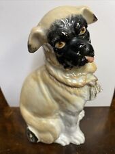 Antique  Pug Dog Figure Tongue Out Figurine Statue Victorian Bisque 6.25 picture