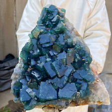 28.3lb Large NATURAL Green Cube FLUORITE Quartz Crystal Cluster Mineral Specimen picture