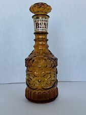 Vintage Amber Glass Jim Beam Decanter Genie Bottle With Stopper And Label MCM picture