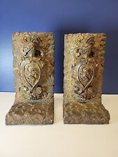 Vintage Attila’s Knight Bookends Cast Stone Carved Detail picture