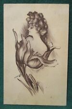 Estate Sale ~ Vintage Artist Signed Fantasy Postcard - Flower Face - Cobb Shinn picture