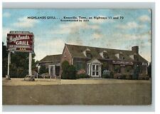 Highlands Grill Knoxville Tenn. Linen Postcard On Highway 11 & 70 Aaa Recommend picture