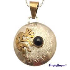 ROBERT JOHNSON NAVAJO KOKOPELLI PENDANT STERLING SILVER & GOLD FILLED SIGNED picture