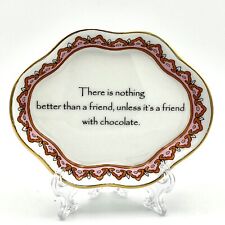 Vntg Porcelain Trinket Bowl Portugal Mottahedeh Saying About Friends With Choc picture