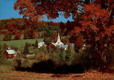 Vermont Waits River village autumn tree color church ~ unused postcard sku395 picture