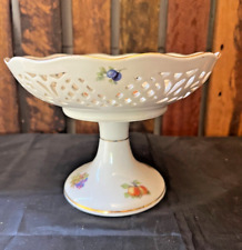 Vintage Schumann Pottery Bavaria Porcelain Reticulated Compote Bowl - Fruit Bowl picture