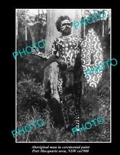OLD 8x6 HISTORIC PHOTO OF NSW ABORIGINAL MAN IN CERIMONIAL PAINT c1900 picture