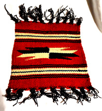 VTG 7.5 X 7.75 Chimayo NM Woven Matt Weaving Doll House Rug Carpet Textile Doily picture