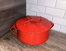 Vintage Dansk Designs IHQ Kobenstyle France 2 Qt Red Enamel Pot with Trivet Lid picture