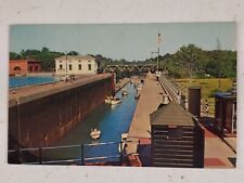 Highest Locks on Cayuga-Seneca Canal, Seneca Falls, NY 1950s Boats Postcard picture