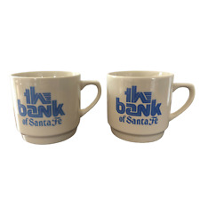 The Bank Of Santa Fe Coffee Mugs New Mexico x2 Vintage Coffee Mugs picture