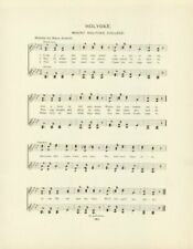 MOUNT HOLYOKE COLLEGE Antique Song Sheet c1906 
