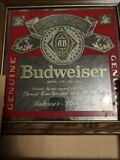 Vintage BUDWEISER Beer Bar Wood Framed Mirror Sign King of Beers Perfect Antique picture