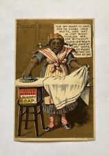 Higgins German Laundry Soap Tuesday Victorian Trade Card Woman Ironing Clothes picture