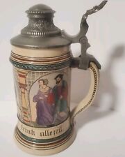 VERY RARE c1900 Antique German Lidded Beer Stein NEAR-MINT 125yo Germany picture