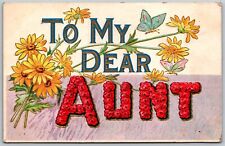 Vtg Greetings To My Dear aunt Embossed Flowers Butterflies 1908 Old Postcard picture