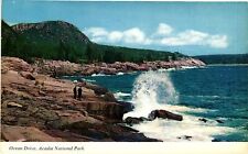 Vintage Postcard- Surf along Ocean, Acadia National Park. picture