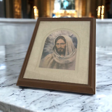 Vintage K. Maroon Print of Jesus Christ Framed Double Matted 16x13 Christianity picture