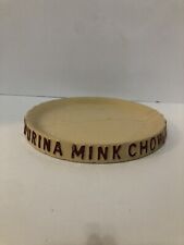 Purina Mink Chow Stoneware Dish ROUND Platter Vintage Repaired Crack  picture