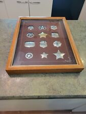 1987 Shadow Box FRANKLIN MINT Cowboy Law Replica Badge Set STERLING SILVER picture