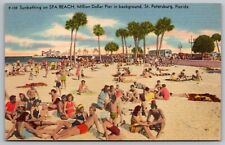Sunbathing Spa Beach Million Dollar Pier St Petersburg Florida FL Linen PC picture