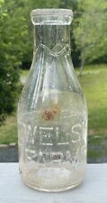 Antique Welsh Farms Clear Glass Milk Bottle Long Valley New Jersey Dairy Rustic picture