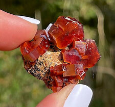 Vanadinite Lustrous Bright Red Crystals On Matrix Morocco   3.1 Cms  :}  picture