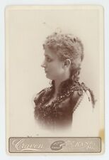 Antique c1880s ID'd Cabinet Card Stunning Profile Beautiful Woman Craven Kane PA picture
